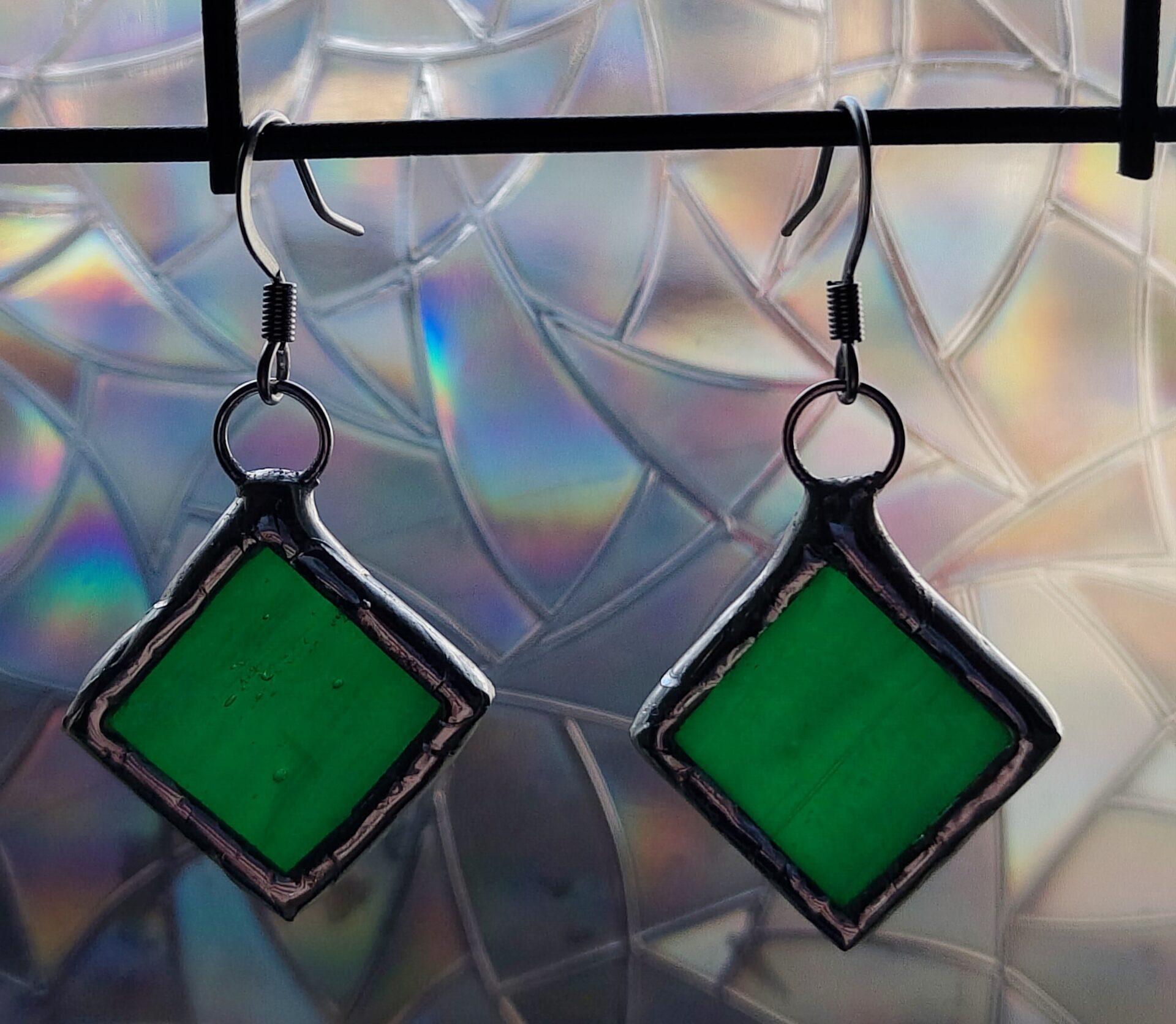 green square earrings