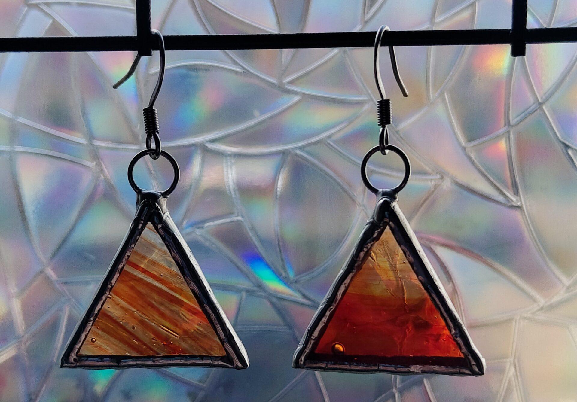 orange triangular earrings